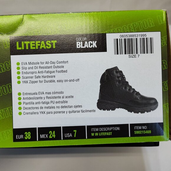 Interceptor Litefast Tactical Boots Womens Size 7 Zippered 6" Shaft Soft Toe NIB - Picture 7 of 9